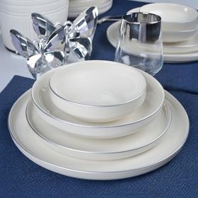 Heda Porselen Rüya Platin Yaldız Kırık Beyaz 24 Parça 6 Kişilik Porselen Yemek Takımı
