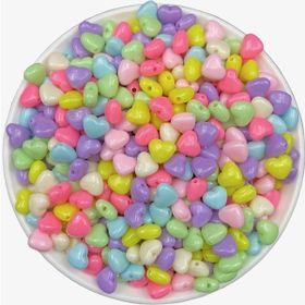 Hedef Bijuteri 25 gr 8 mm 130'lu Pastel Karışık Renkli Plastik Kalp Model Boncuk Takı Yapımı
