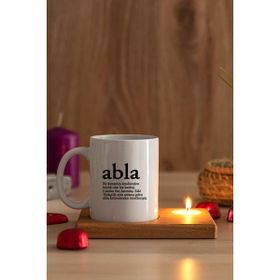 Hediye Dükkanı Abla Kelime Anlamı Ahşap Altlıklı Mumlu Beyaz Kupa Bardak