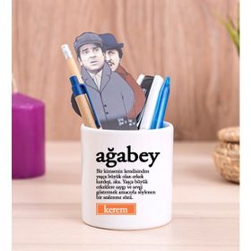 Hediye Dükkanı Ağabey Kelime Anlamı Seramik Kalemlik