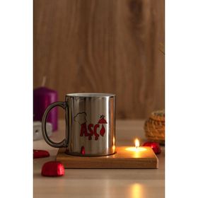 Hediye Dükkanı Aşçı Ahşap Altlıklı Mumlu Silver Kupa Bardak