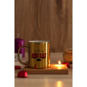 Hediye Dükkanı Avukat Ahşap Altlıklı Mumlu Gold Kupa Bardak