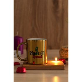 Hediye Dükkanı Biyoloji Öğretmeni Ahşap Altlıklı Mumlu Gold Kupa Bardak