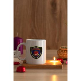 Hediye Dükkanı Deniz Kuvvetleri Ahşap Altlıklı Mumlu Beyaz Kupa Bardak