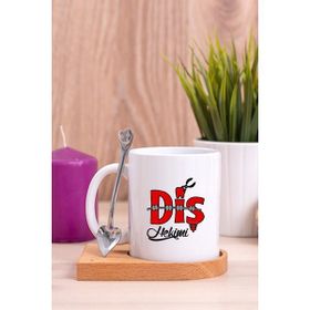 Hediye Dükkanı Diş Hekimi Ahşap Altlıklı Kaşıklı Beyaz Kupa Bardak