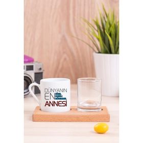 Hediye Dükkanı Dünyanın En İyi Annesi Ahşap Sunumlu Türk Kahvesi Fincanı