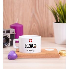 Hediye Dükkanı Eczacı Ahşap Altlıklı Mumlu Fincan