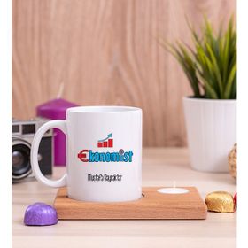 Hediye Dükkanı Ekonomist Ahşap Altlıklı Mumlu Beyaz Kupa Bardak