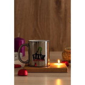 Hediye Dükkanı Fizik Mühendisi Ahşap Altlıklı Mumlu Silver Kupa Bardak