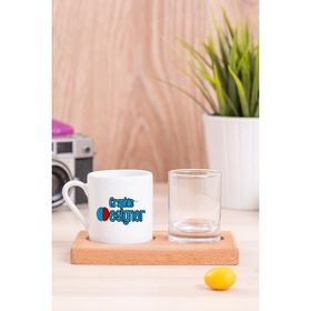 Hediye Dükkanı Grafiker Ahşap Sunumlu Türk Kahvesi Fincanı