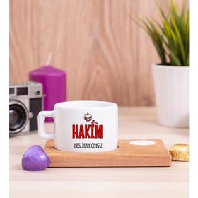 Hediye Dükkanı Hakim Ahşap Altlıklı Mumlu Fincan