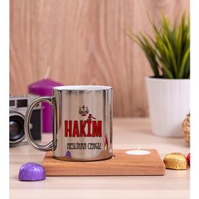Hediye Dükkanı Hakim Ahşap Altlıklı Mumlu Silver Kupa Bardak