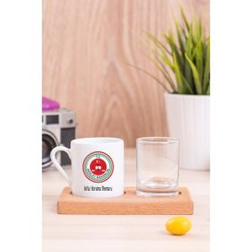 Hediye Dükkanı İnfaz Koruma Memuru Ahşap Sunumlu Türk Kahvesi Fincanı