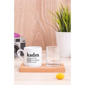 Hediye Dükkanı Kadın Kelime Anlamı Ahşap Sunumlu Türk Kahvesi Fincanı
