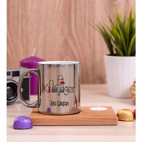 Hediye Dükkanı Kimyager Ahşap Altlıklı Mumlu Silver Kupa Bardak