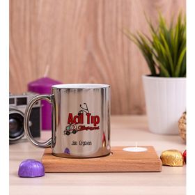 Hediye Dükkanı Kişiye Özel Acil Tıp Teknisyeni Ahşap Altlıklı Mumlu Gümüş Kupa Bardak