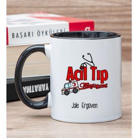 Hediye Dükkanı Kişiye Özel Acil Tıp Teknisyeni Siyah Kupa Bardak