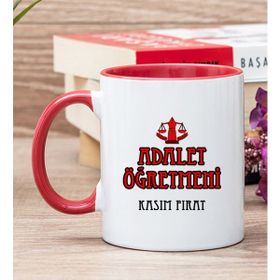 Hediye Dükkanı Kişiye Özel Adalet Öğretmeni Kırmızı Kupa