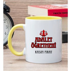 Hediye Dükkanı Kişiye Özel Adalet Öğretmeni Sarı Kupa Bardak