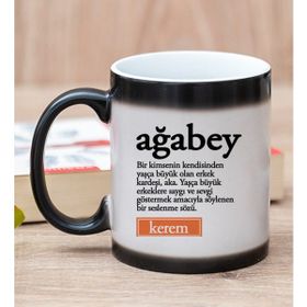 Hediye Dükkanı Kişiye Özel Ağabey Kelimesi için Anlam Baskılı Sihirli Kupa Bardak