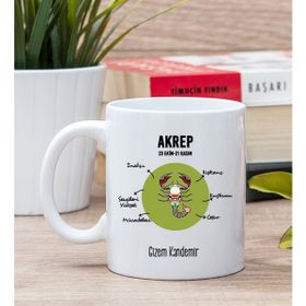 Hediye Dükkanı Kişiye Özel Akrep Burcuna Beyaz Kupa Bardak