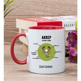 Hediye Dükkanı Kişiye Özel Akrep Burcuna Hediye Kırmızı Kupa Bardak