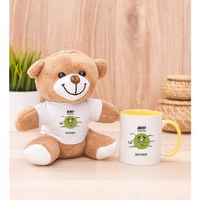 Hediye Dükkanı Kişiye Özel Akrep Burcuna Hediye Sarı Kupa Bardak ve Peluş Ayıcık