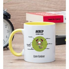 Hediye Dükkanı Kişiye Özel Akrep Burcuna Hediye Sarı Kupa Bardak