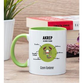 Hediye Dükkanı Kişiye Özel Akrep Burcuna Hediye Yeşil Kupa Bardak