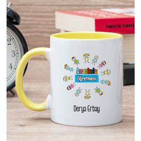 Hediye Dükkanı Kişiye Özel Anaokulu Öğretmeni Sarı Kupa Bardak