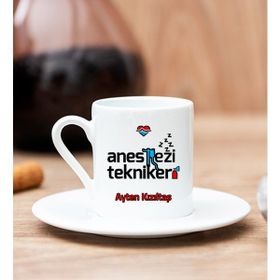 Hediye Dükkanı Kişiye Özel Anestezi Teknikeri Beyaz Türk Kahvesi Fincanı
