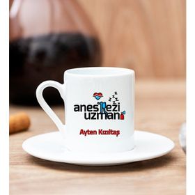 Hediye Dükkanı Kişiye Özel Anestezi Uzmanı Beyaz Türk Kahvesi Fincanı