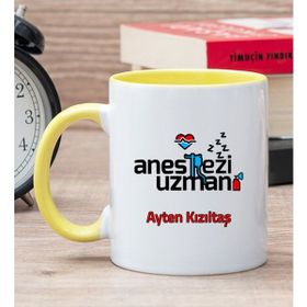 Hediye Dükkanı Kişiye Özel Anestezi Uzmanı Sarı Kupa Bardak
