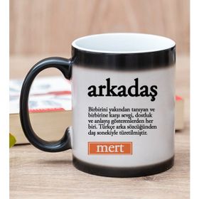 Hediye Dükkanı Kişiye Özel Arkadaş Kelimesi için Anlam Baskılı Sihirli Kupa Bardak