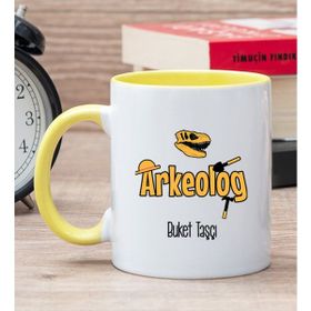 Hediye Dükkanı Kişiye Özel Arkeolog Sarı Kupa Bardak