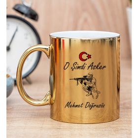 Hediye Dükkanı Kişiye Özel Askere Hediye Gold Kupa Bardak