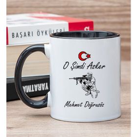Hediye Dükkanı Kişiye Özel Askere Hediye Siyah Kupa Bardak