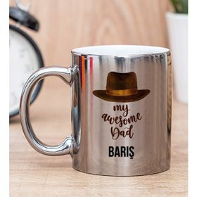 Hediye Dükkanı Kişiye Özel Awesome Dad Babaya Hediye Silver Kupa Bardak