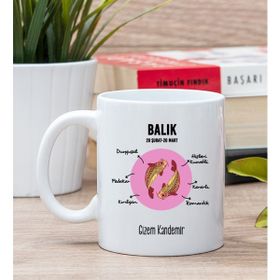 Hediye Dükkanı Kişiye Özel Balık Burcuna Beyaz Kupa Bardak