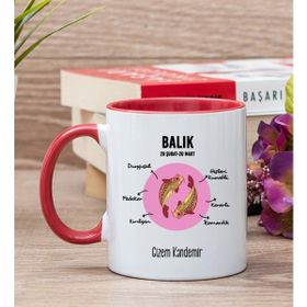 Hediye Dükkanı Kişiye Özel Balık Burcuna Hediye Kırmızı Kupa Bardak