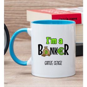 Hediye Dükkanı Kişiye Özel Bankacı Mavi Kupa