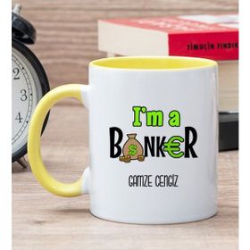 Hediye Dükkanı Kişiye Özel Bankacı Sarı Kupa Bardak