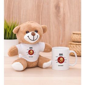 Hediye Dükkanı Kişiye Özel Başak Burcuna Hediye Beyaz Kupa Bardak ve Peluş Ayıcık
