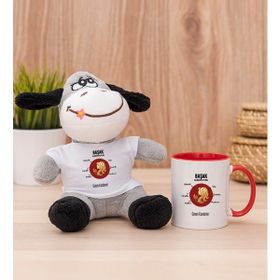 Hediye Dükkanı Kişiye Özel Başak Burcuna Hediye Kırmızı Kupa Bardak ve Peluş Eşek