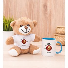 Hediye Dükkanı Kişiye Özel Başak Burcuna Hediye Mavi Kupa Bardak ve Peluş Ayıcık