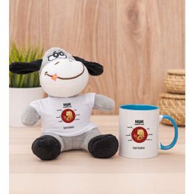 Hediye Dükkanı Kişiye Özel Başak Burcuna Hediye Mavi Kupa Bardak ve Peluş Eşek
