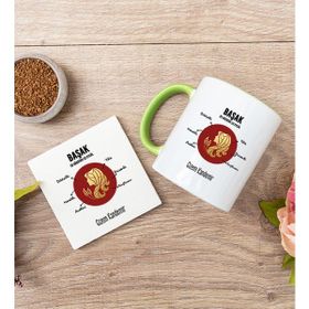 Hediye Dükkanı Kişiye Özel Başak Burcuna Hediye Sarı Kupa Bardak ve Bardak Altlığı