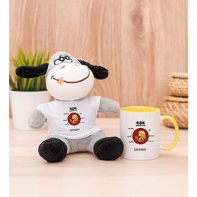 Hediye Dükkanı Kişiye Özel Başak Burcuna Hediye Sarı Kupa Bardak ve Peluş Eşek