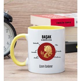 Hediye Dükkanı Kişiye Özel Başak Burcuna Hediye Sarı Kupa Bardak