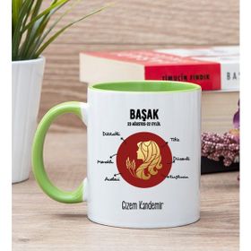 Hediye Dükkanı Kişiye Özel Başak Burcuna Hediye Yeşil Kupa Bardak